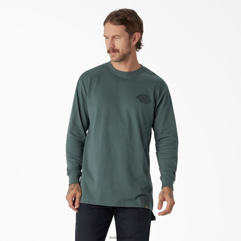 мъже Dickies тениска с лого за тежка категория с дълъг ръкав линкълн грийн (лн) облекло R2PH8871