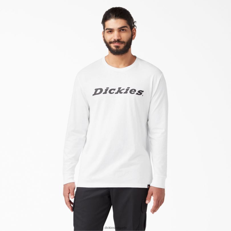 мъже Dickies графична тениска с дълъг ръкав с нормална кройка бяло (ау) облекло R2PH8948