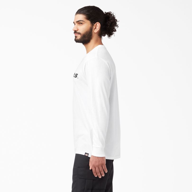 мъже Dickies графична тениска с дълъг ръкав с нормална кройка бяло (ау) облекло R2PH8948