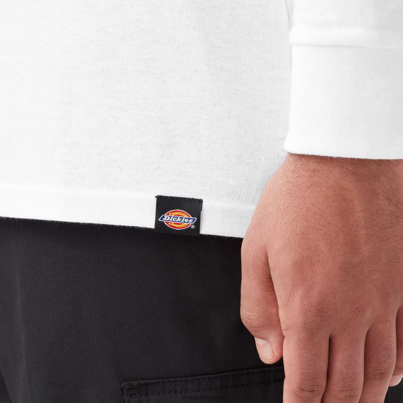 мъже Dickies графична тениска с дълъг ръкав с нормална кройка бяло (ау) облекло R2PH8948