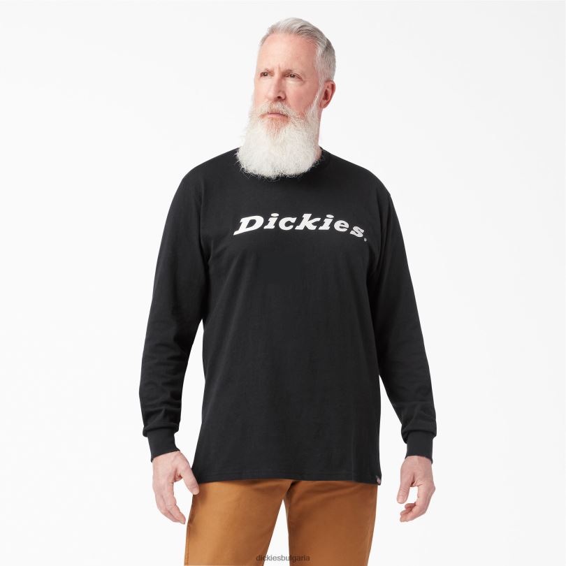 мъже Dickies графична тениска с дълъг ръкав с нормална кройка черен (abk) облекло R2PH8947