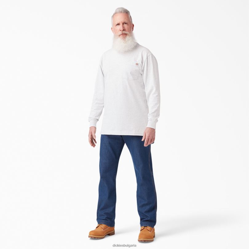 мъже Dickies тежка тениска с дълъг ръкав пепеляво сиво (ag) облекло R2PH8600