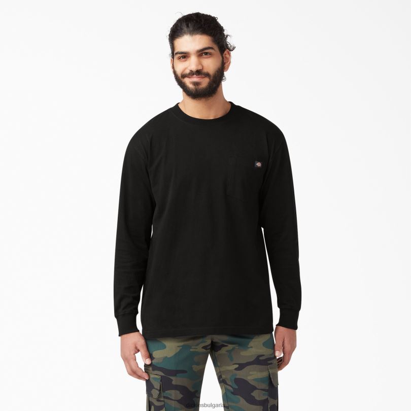 мъже Dickies тежка тениска с дълъг ръкав черно (bk) облекло R2PH8601
