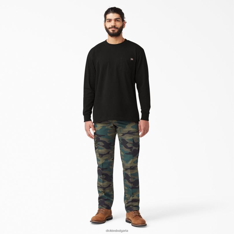 мъже Dickies тежка тениска с дълъг ръкав черно (bk) облекло R2PH8601