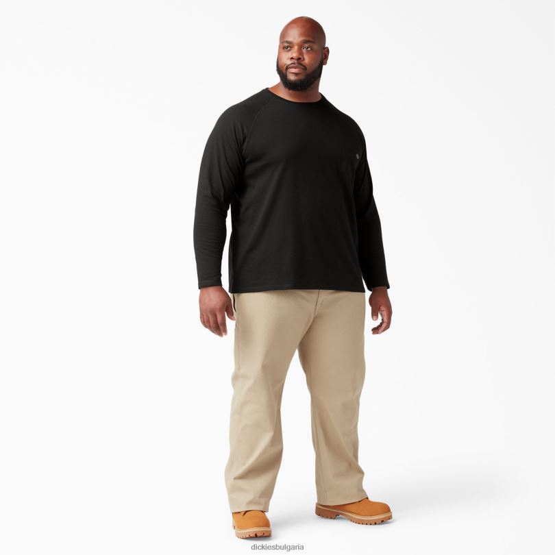 мъже Dickies охлаждаща тениска с дълъг ръкав черно (bk) облекло R2PH8614