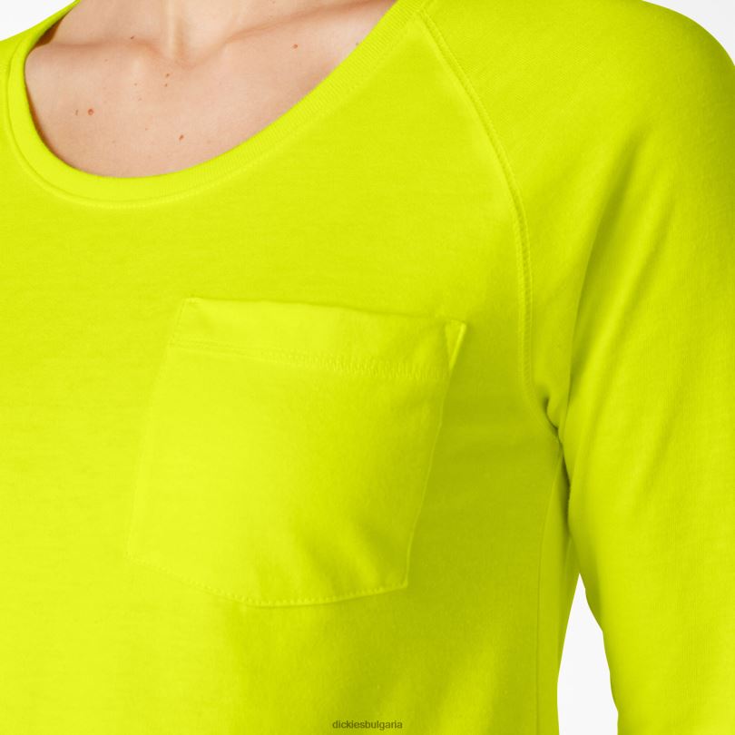 Жени Dickies охлаждаща тениска с дълъг ръкав ярко жълто (bwd) облекло R2PH81629
