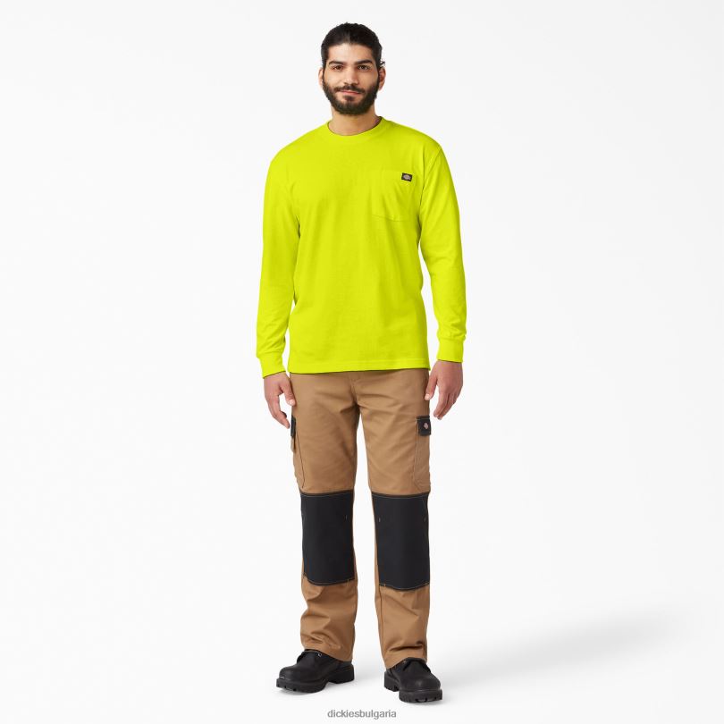 мъже Dickies тежка неонова тениска с дълъг ръкав ярко жълто (bwd) облекло R2PH8669