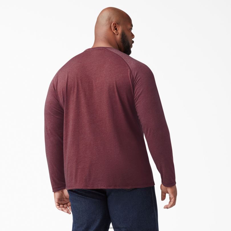 мъже Dickies охлаждаща тениска с дълъг ръкав бордо хедър (byh) облекло R2PH8617
