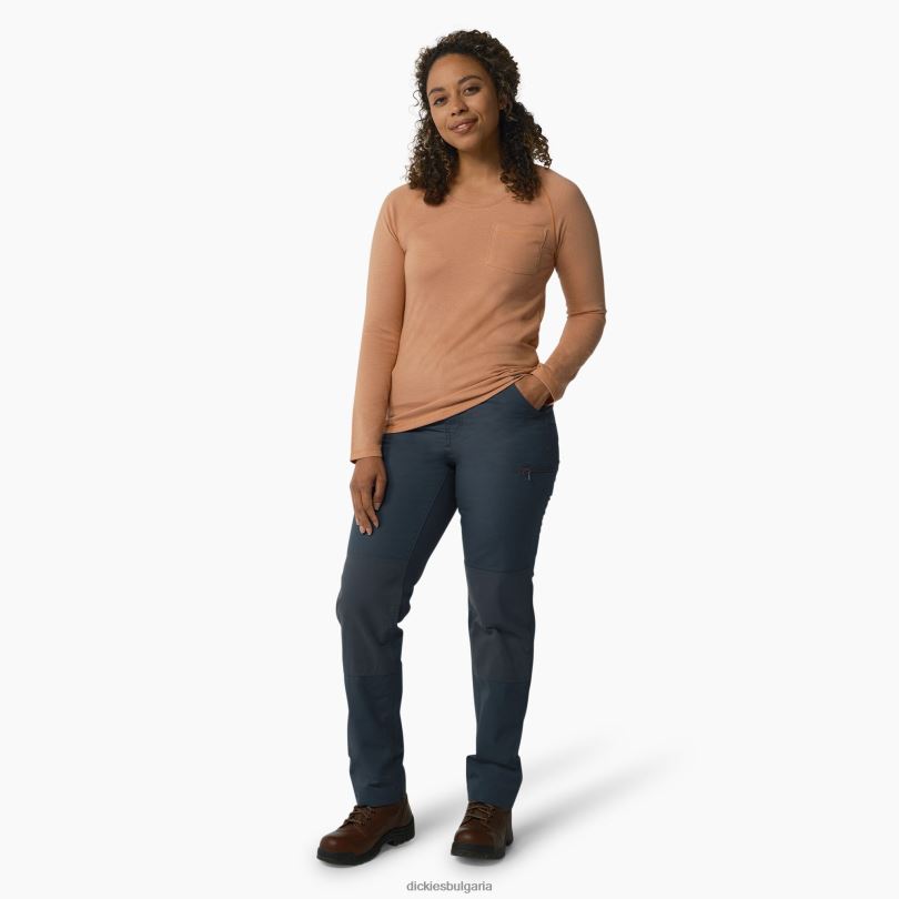 Жени Dickies охлаждаща тениска с дълъг ръкав корк с едно багрило хедър (c2k) облекло R2PH81630