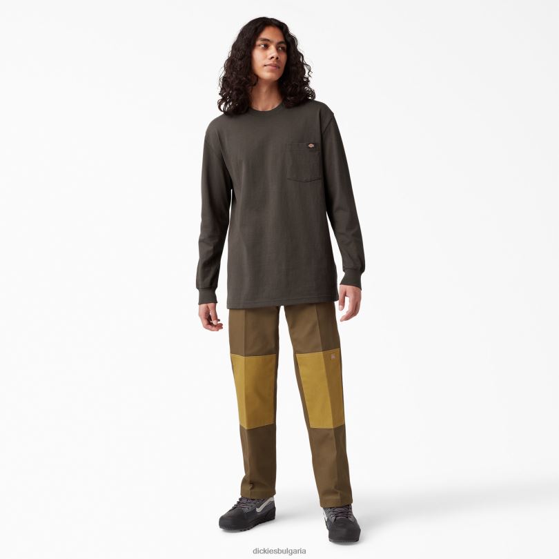 мъже Dickies тежка тениска с дълъг ръкав шоколадово кафяво (cb) облекло R2PH8603
