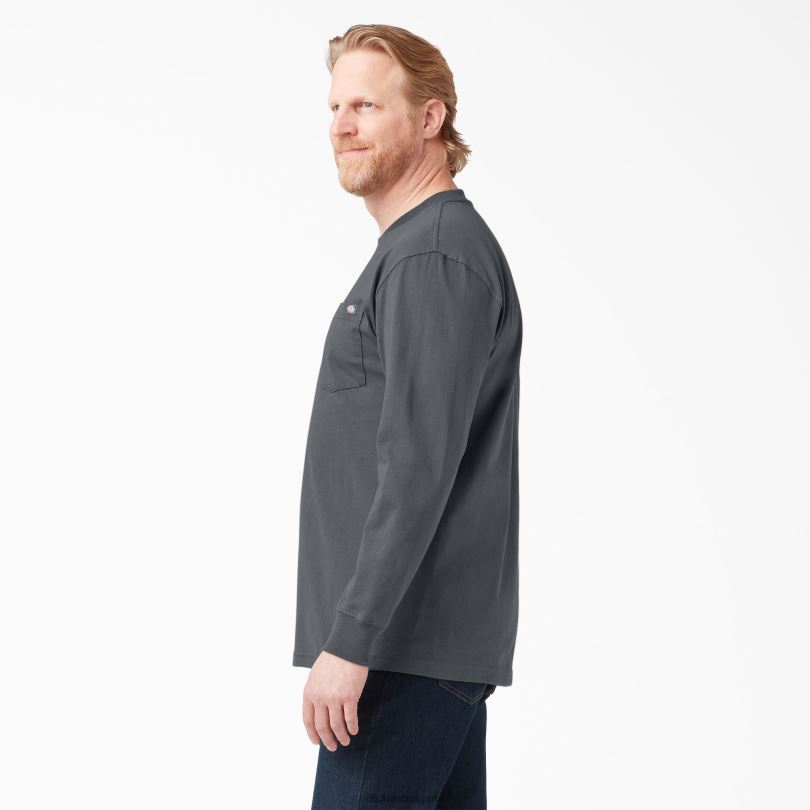 мъже Dickies тежка тениска с дълъг ръкав въглен сиво (ch) облекло R2PH8604