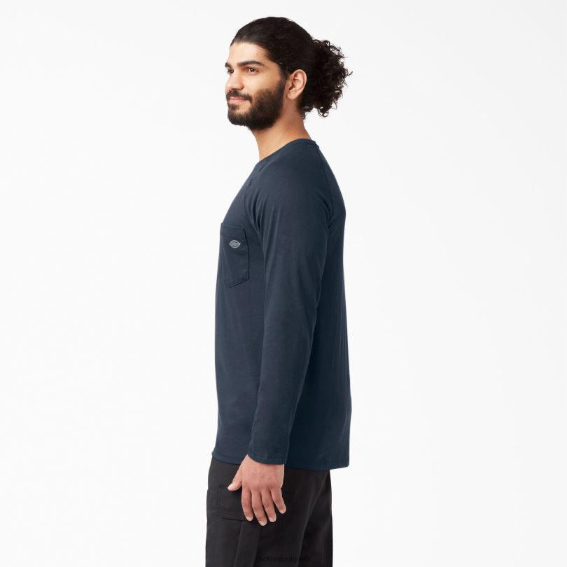 мъже Dickies охлаждаща тениска с дълъг ръкав тъмно синьо (dn) облекло R2PH8618