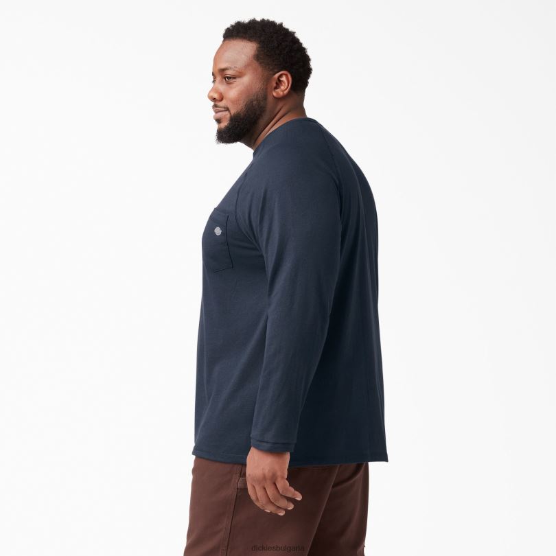 мъже Dickies охлаждаща тениска с дълъг ръкав тъмно синьо (dn) облекло R2PH8618
