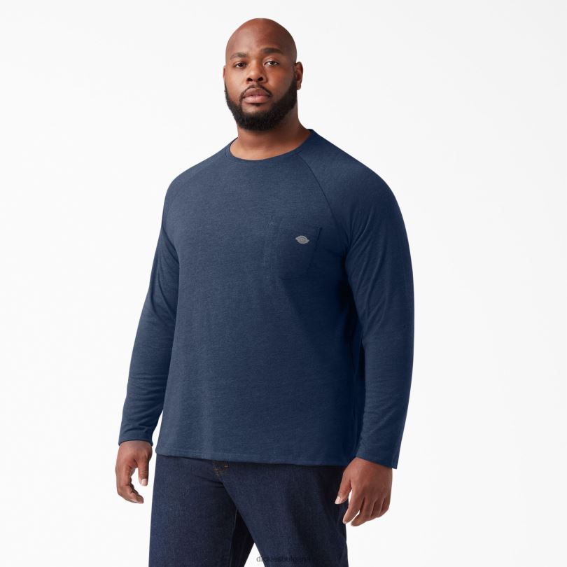 мъже Dickies охлаждаща тениска с дълъг ръкав тъмно синьо хедър (dnh) облекло R2PH8619