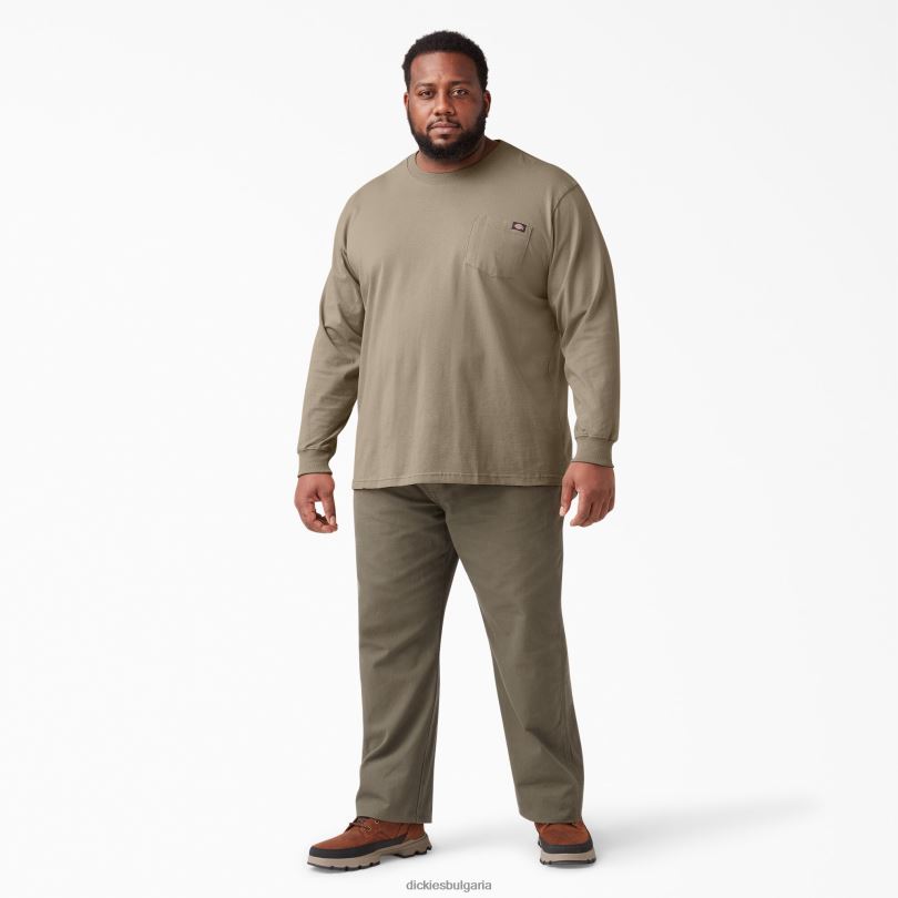 мъже Dickies тежка тениска с дълъг ръкав пустинен пясък (ds) облекло R2PH8606