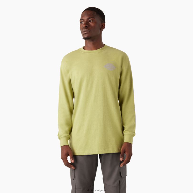 мъже Dickies тениска с лого за тежка категория с дълъг ръкав папрат хедър (f2h) облекло R2PH8869