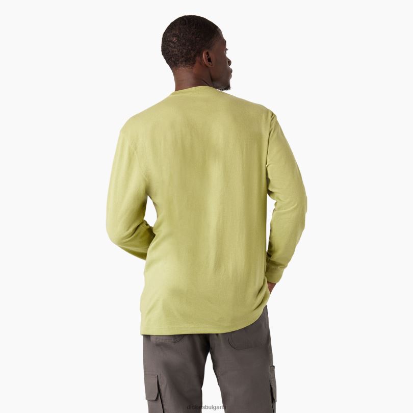 мъже Dickies тениска с лого за тежка категория с дълъг ръкав папрат хедър (f2h) облекло R2PH8869