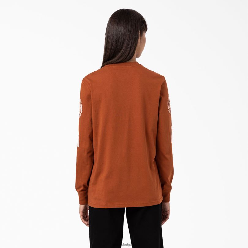 Жени Dickies тениска с дълъг ръкав falkville джинджифилово кафяво (т.е.) облекло R2PH82163