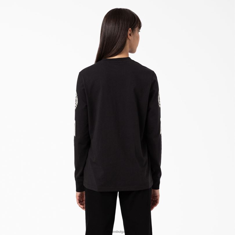 Жени Dickies тениска с дълъг ръкав falkville черно (kbk) облекло R2PH82164