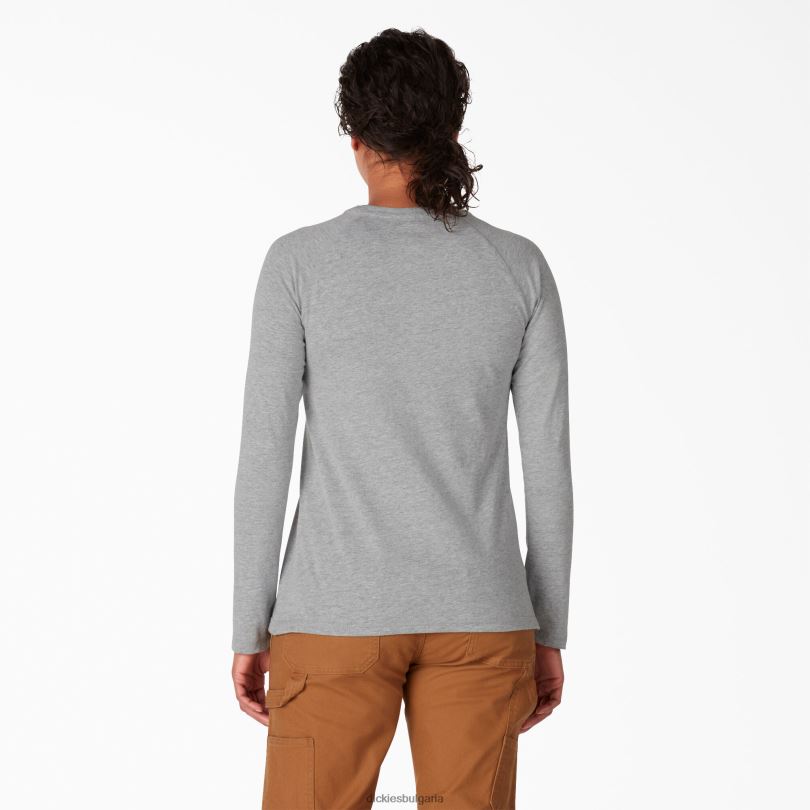 Жени Dickies охлаждаща тениска с дълъг ръкав хедър сиво (hg) облекло R2PH81635