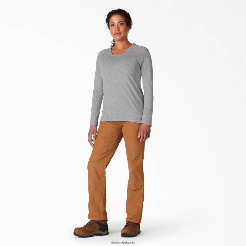 Жени Dickies охлаждаща тениска с дълъг ръкав хедър сиво (hg) облекло R2PH81635
