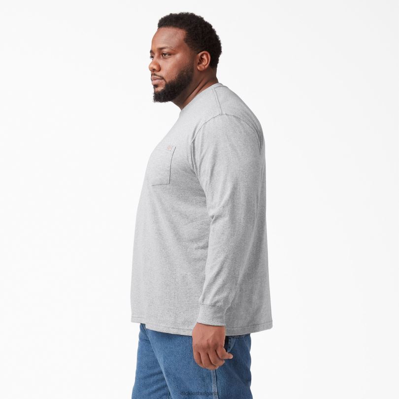 мъже Dickies тежка тениска с дълъг ръкав хедър сиво (hg) облекло R2PH8610
