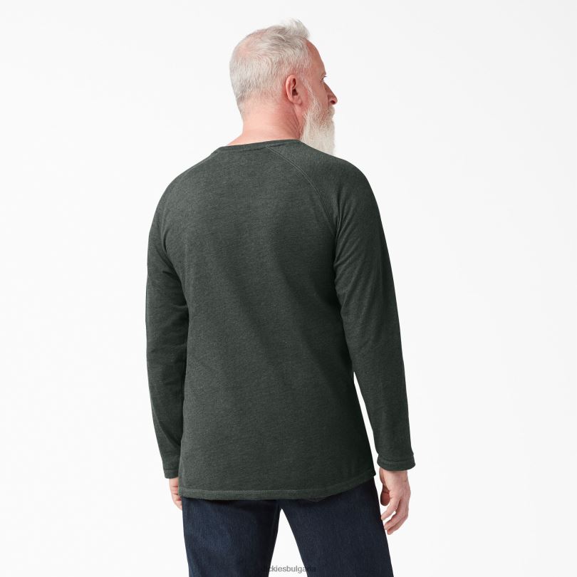 мъже Dickies охлаждаща тениска с дълъг ръкав ловец зелена хедър (hnh) облекло R2PH8620