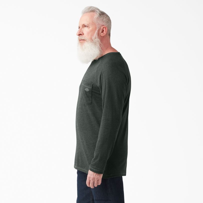 мъже Dickies охлаждаща тениска с дълъг ръкав ловец зелена хедър (hnh) облекло R2PH8620
