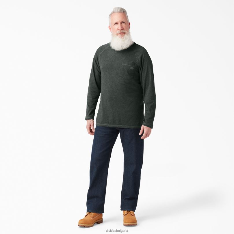 мъже Dickies охлаждаща тениска с дълъг ръкав ловец зелена хедър (hnh) облекло R2PH8620