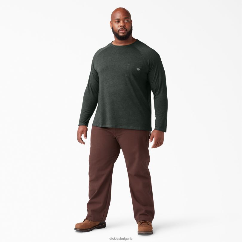 мъже Dickies охлаждаща тениска с дълъг ръкав ловец зелена хедър (hnh) облекло R2PH8620
