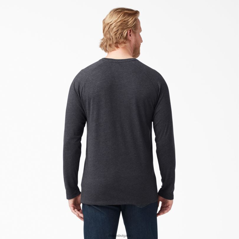 мъже Dickies охлаждаща тениска с дълъг ръкав хедър черен (kbh) облекло R2PH8621