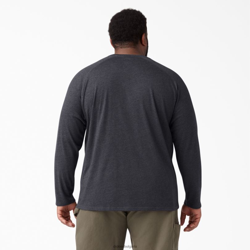 мъже Dickies охлаждаща тениска с дълъг ръкав хедър черен (kbh) облекло R2PH8621