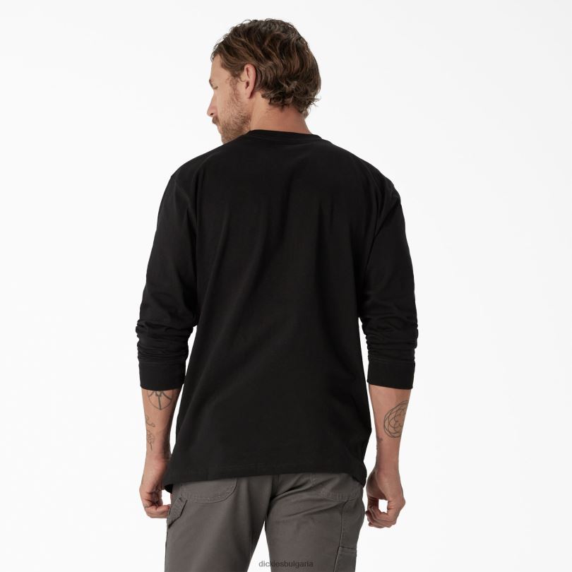 мъже Dickies тениска с лого за тежка категория с дълъг ръкав черно (kbk) облекло R2PH8870