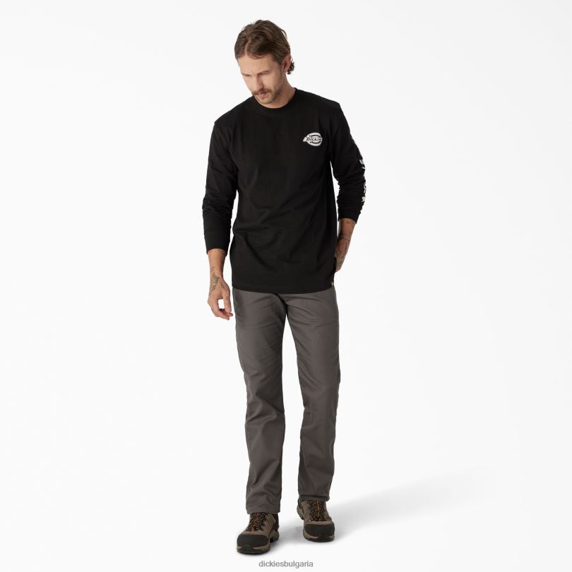 мъже Dickies тениска с лого за тежка категория с дълъг ръкав черно (kbk) облекло R2PH8870
