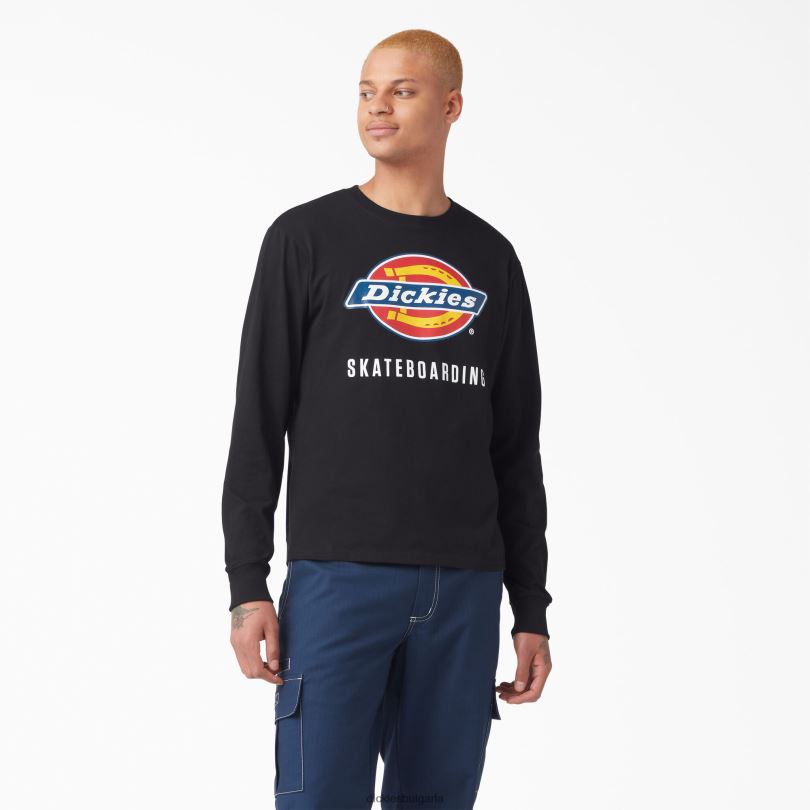 мъже Dickies тениска с дълъг ръкав с графично лого за скейтборд черно (kbk) облекло R2PH8884