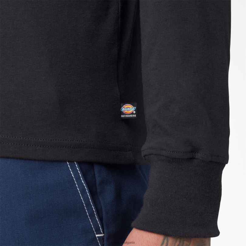 мъже Dickies тениска с дълъг ръкав с графично лого за скейтборд черно (kbk) облекло R2PH8884