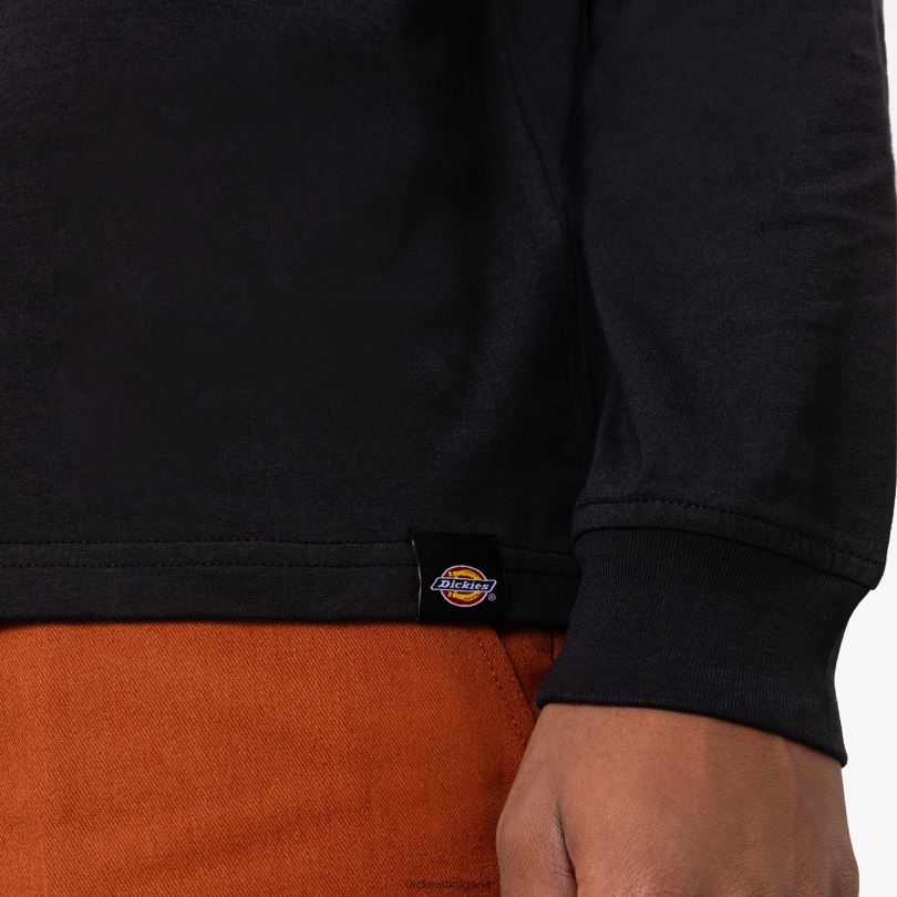 мъже Dickies Кливланд тениска с дълъг ръкав черно (kbk) облекло R2PH8945