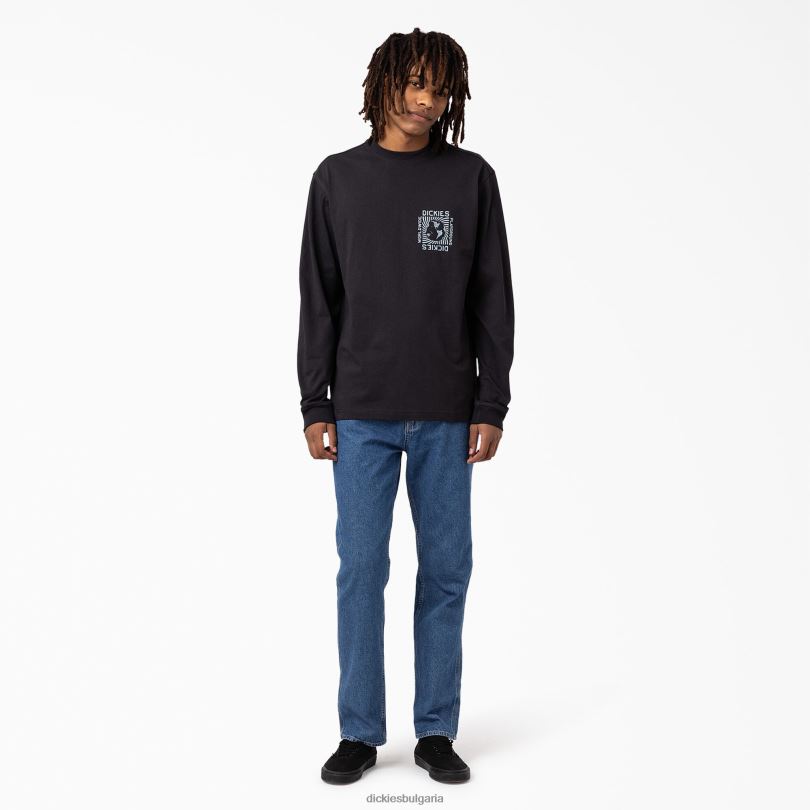 мъже Dickies тениска marbury с дълъг ръкав черно (kbk) облекло R2PH8919