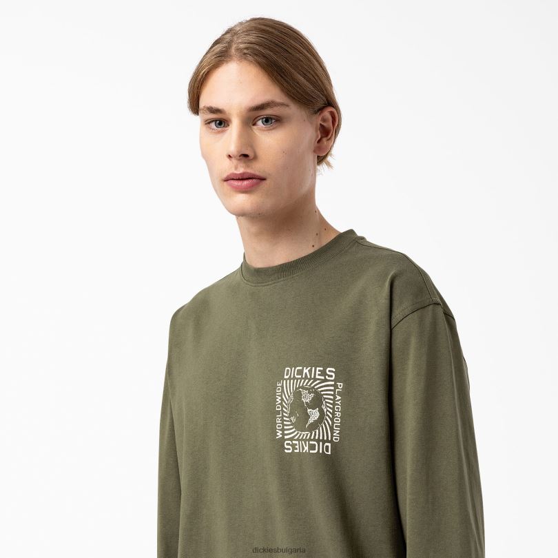 мъже Dickies тениска marbury с дълъг ръкав военно зелено (ml) облекло R2PH8920