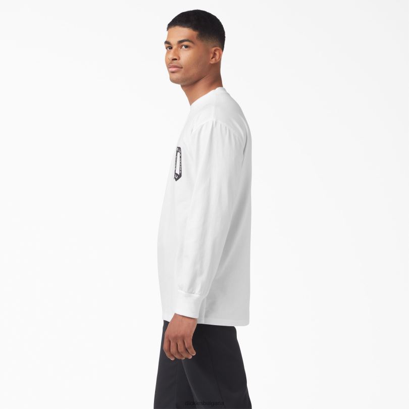 мъже Dickies тениска с дълги ръкави union springs бяло (wh) облекло R2PH8836
