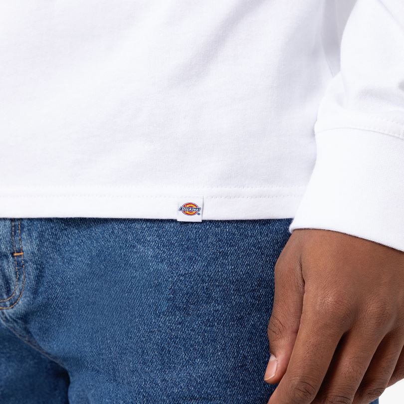 мъже Dickies тениска с дълги ръкави union springs бяло (wh) облекло R2PH8836