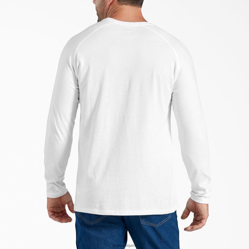мъже Dickies охлаждаща тениска с дълъг ръкав бяло (wh) облекло R2PH8622