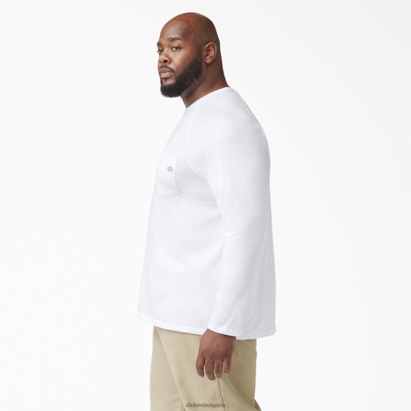 мъже Dickies охлаждаща тениска с дълъг ръкав бяло (wh) облекло R2PH8622