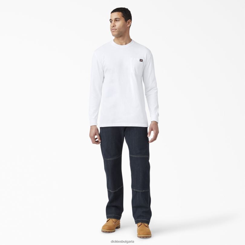 мъже Dickies охлаждаща тениска с дълъг ръкав бяло (wh) облекло R2PH8622