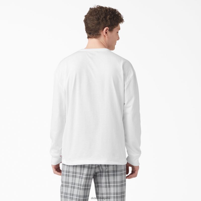 мъже Dickies тениска с дълъг ръкав и хенли бяло (wh) облекло R2PH8810