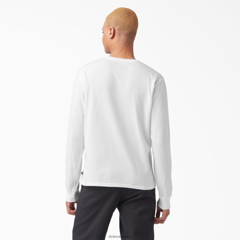 мъже Dickies тениска с дълъг ръкав с графично лого за скейтборд бяло (wh) облекло R2PH8885
