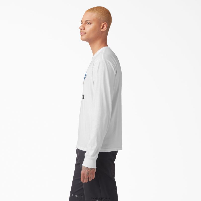 мъже Dickies тениска с дълъг ръкав с графично лого за скейтборд бяло (wh) облекло R2PH8885