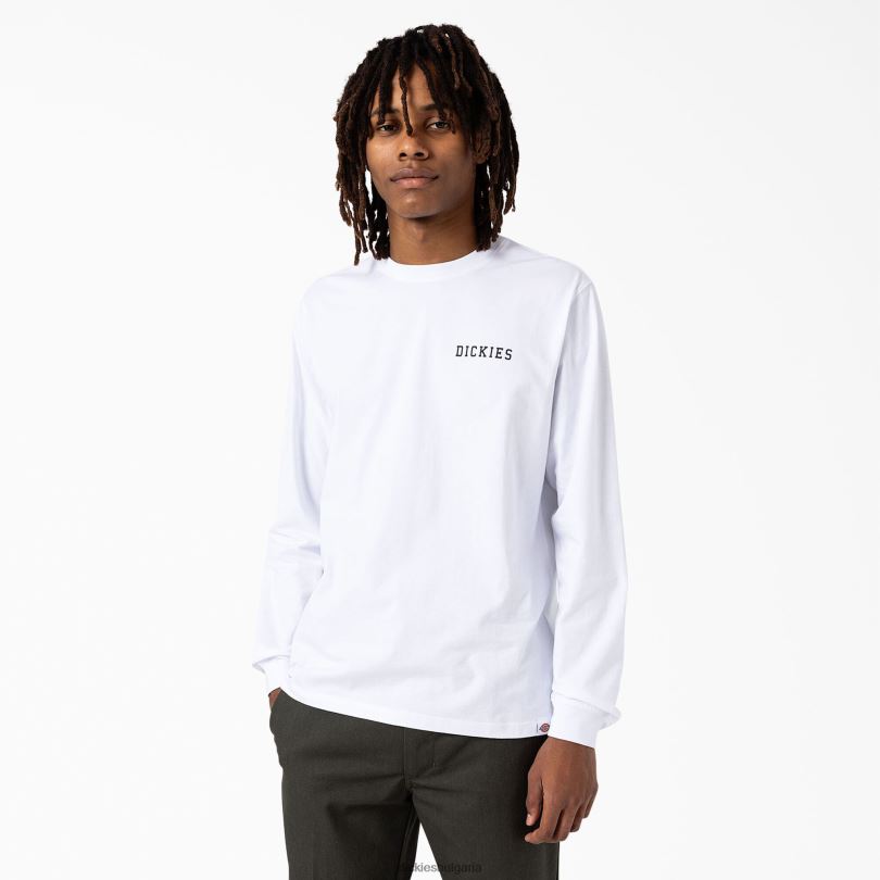 мъже Dickies Кливланд тениска с дълъг ръкав бяло (wh) облекло R2PH8946
