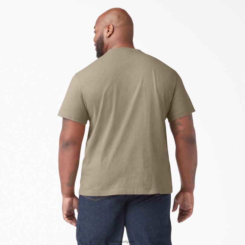 мъже Dickies тежка тениска с къс ръкав Henley пустинен пясък (ds) облекло R2PH8638