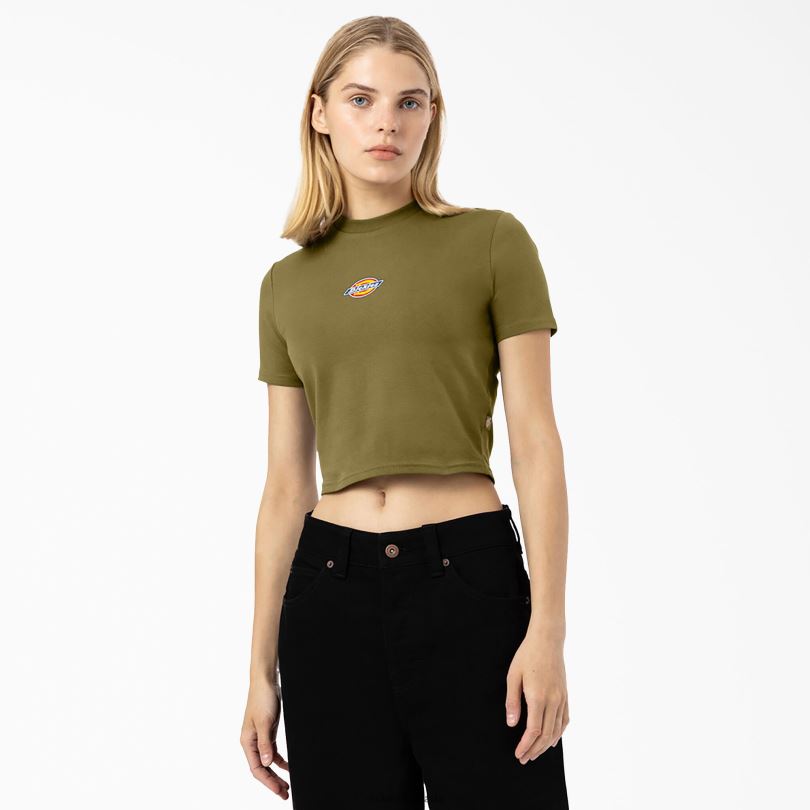 Жени Dickies изрязана тениска с лого на Maple Valley зелен мъх (g2m) облекло R2PH82096